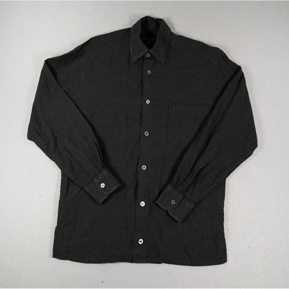 Ermenegildo Zegna  Long Sleeve Button Down Shirt S Classic Pocket Black Italy